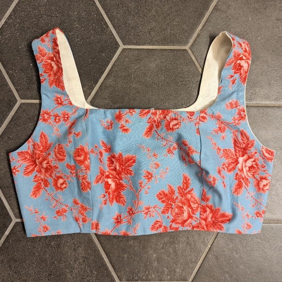 CROPPED TOP made from a vintage tablecloth S - Picture 7 of 10